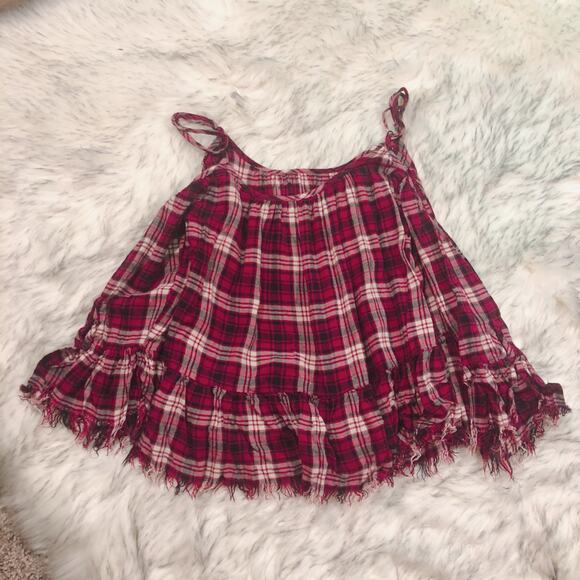 En Creme ASOS Punk Dark Academia Plaid Fringe Crop Top - Picture 7 of 9